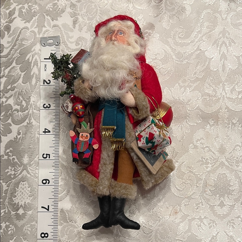 8 inch tall Jolly Santa Claus Holiday Figurine - Red and Gold